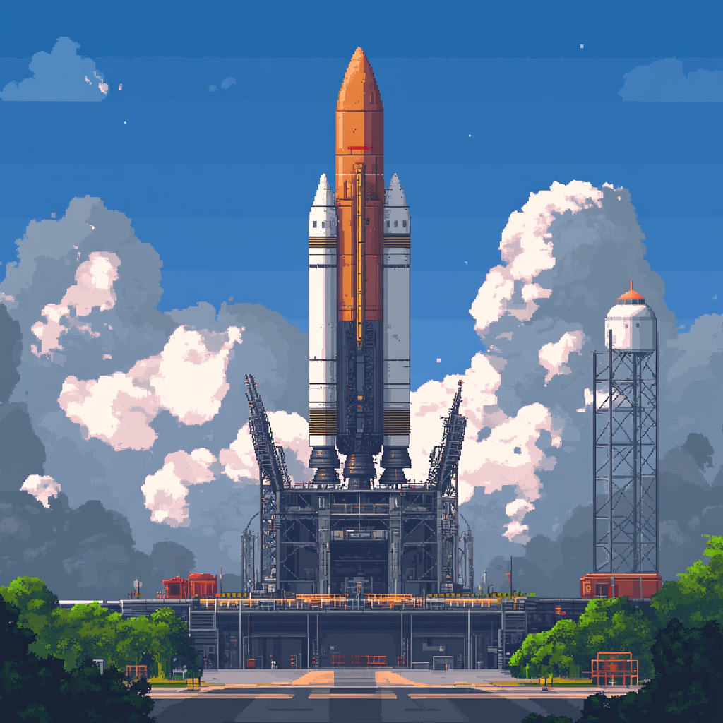 Pixel art rocket representing our journey into STEM
